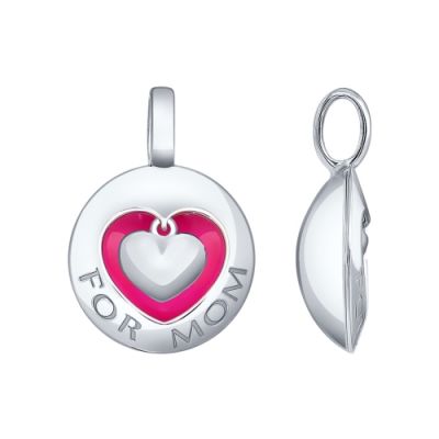 Серебряная подвеска с эмалью «For Mom»