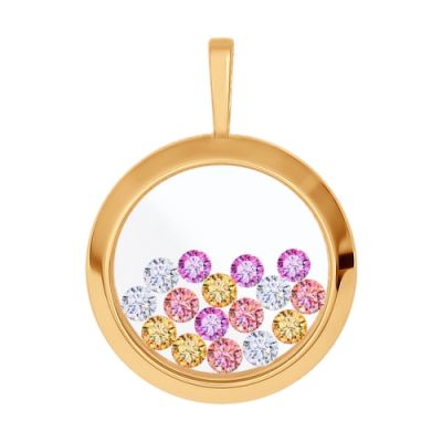 Золотая подвеска с разноцветными фианитами