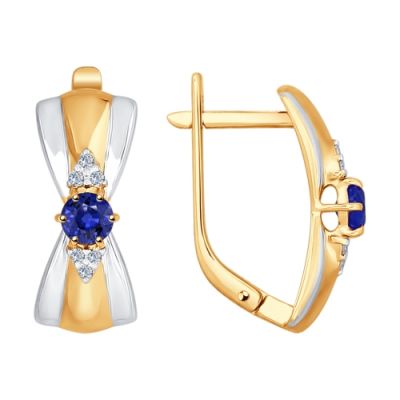 Серьги из золота с сапфиром и бриллиантами