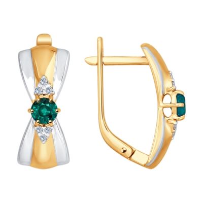 Серьги из золота с изумрудом и бриллиантами