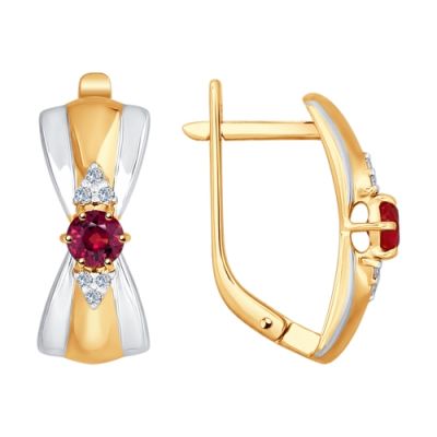 Серьги из золота с рубином и бриллиантами