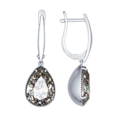 Серебряные серьги с крупным кристаллом Swarovski