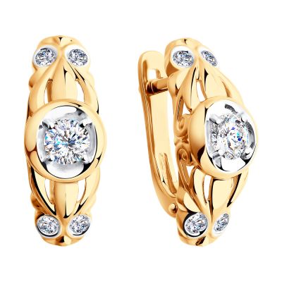 Серьги из красного золота с Swarovski Zirconia