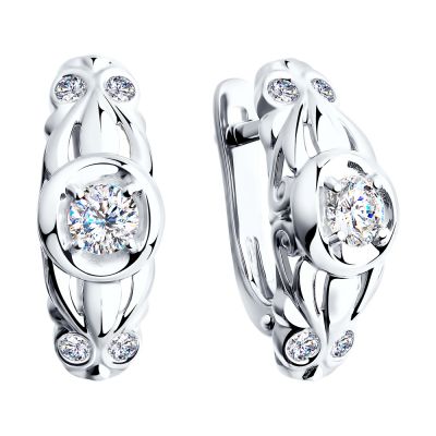 Серьги из белого золота с Swarovski Zirconia