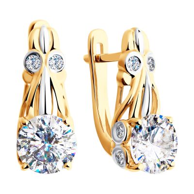 Изысканные серьги из красного золота с Swarovski Zirconia