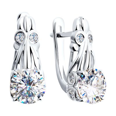 Изысканные серьги из белого золота с Swarovski Zirconia