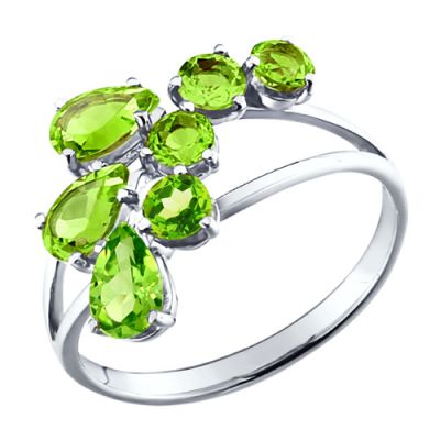 Серебряное кольцо с хризолитами