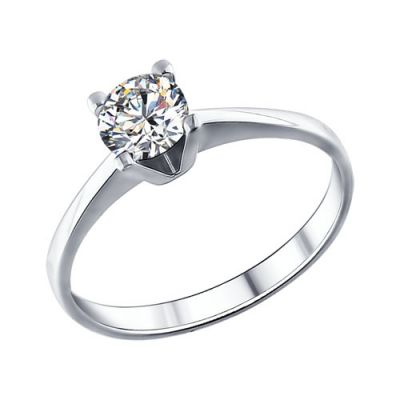 Серебряное помолвочное кольцо с одним фианитом