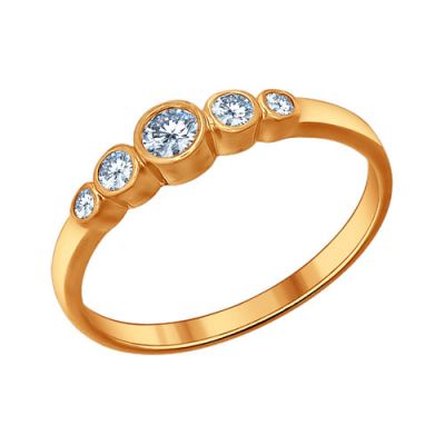 Серебряное кольцо с пятью фианитами