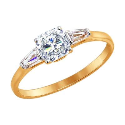 Золотое кольцо с кристаллами Swarovski