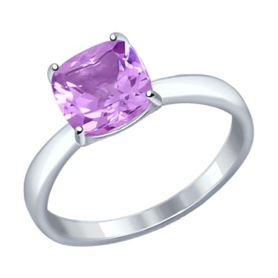 Серебряное кольцо с квадратным аметистом