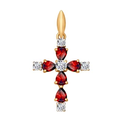 Подвеска «Крест» из золота с фианитами
