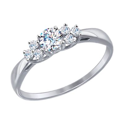 Кольцо из белого золота со вставками Swarovski Zirconia