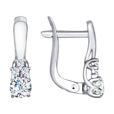 Серьги из белого золота со вставками Swarovski Zirconia