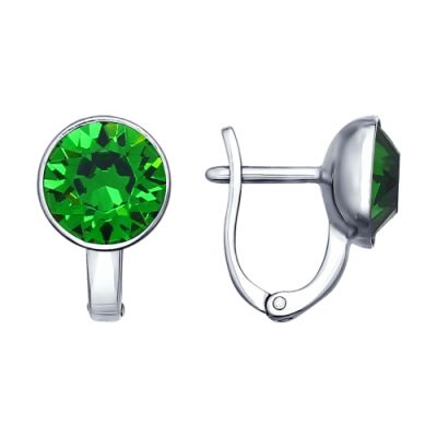Серьги из серебра с зелёным кристаллом swarovski
