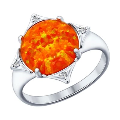 Серебряное кольцо с круглым жёлтым опалом