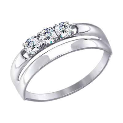 Кольцо из белого золота с тремя Swarovski Zirconia
