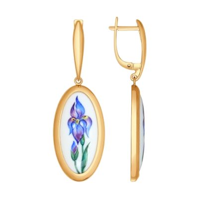 Серьги из золота с финифтью «Ирис»