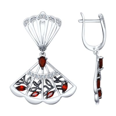 Серебряные серьги «Гранат»