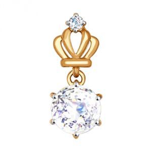 Золотая подвеска «Корона» со Swarovski Zirconia