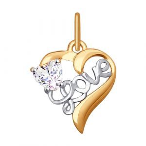 Подвеска  из золота с фианитом «Love»