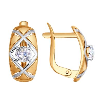 Золотые серьги со swarovski Zirconia «Граф Орлов»
