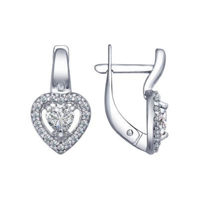 Серебряные серьги «Сердечко» со Swarovski Zirconia