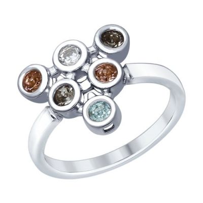 Кольцо из серебра со Swarovski Zirconia и кристаллами Swarovski